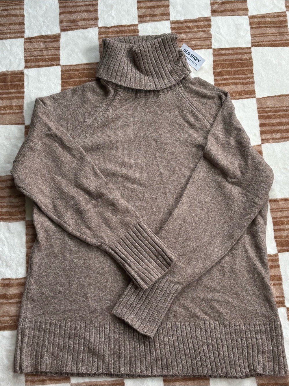 Old Navy Taupe/Brown Ribbed Turtleneck Sweater